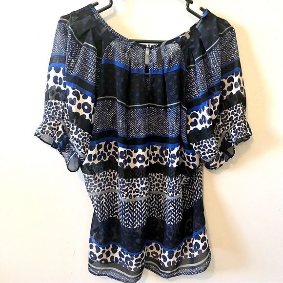 EXPRESS Sheer Blouse with Balloon Sleeves Size Medium - Picture 4 of 5